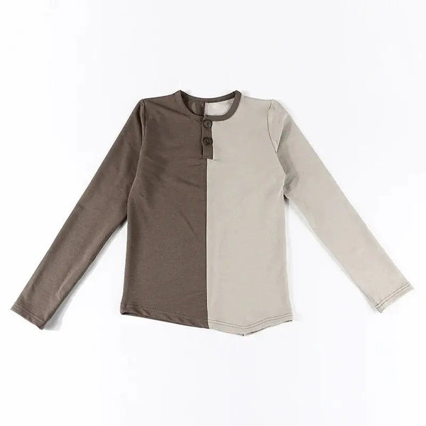 Boy-Khaki and Earthy Colorblocked Set(Short-sleeve/Long-sleeve) Ali Affordable