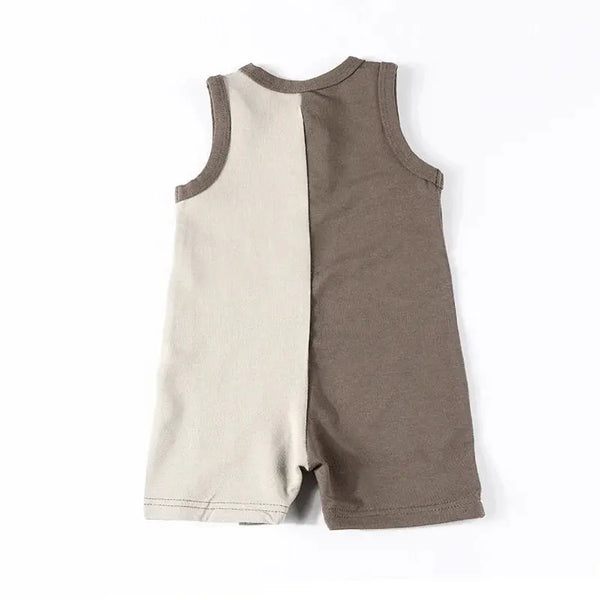 Baby-Khaki and earthy Colorblocked Set(Romper/Bubble Romper) Fanta Garment Corporation