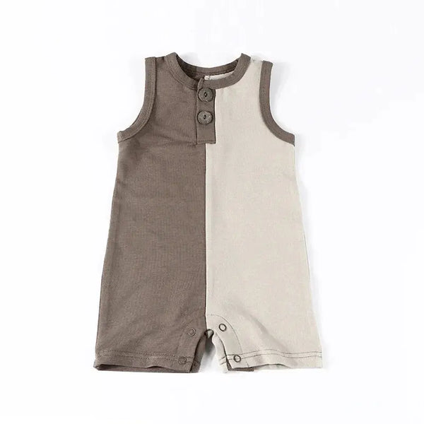 Baby-Khaki and earthy Colorblocked Set(Romper/Bubble Romper) Fanta Garment Corporation