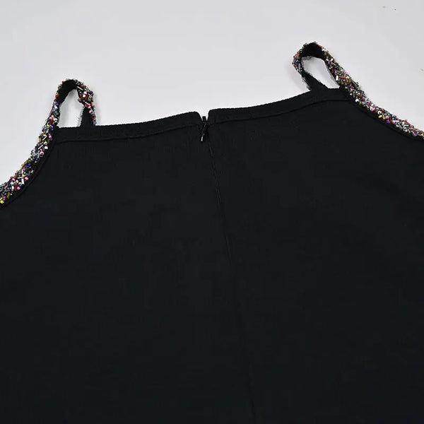 Girl - Black Beaded Strap Girls Maxi Pinafore Dress I Love Ali