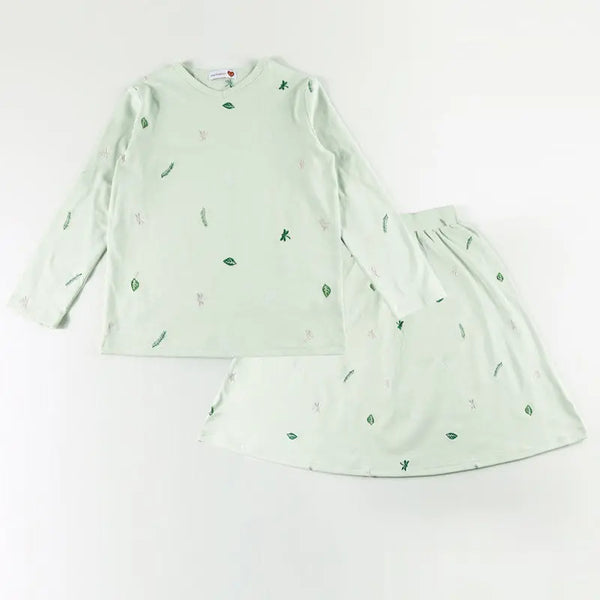 Girl - Mint Green Leaves set(Skirt set & Dress) I Love Ali