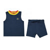 Baby - Navy Striped Collar Bee Polo Set Barcali