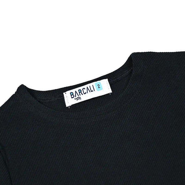 Girl - Black Ribbed Dress Set Ali Mali