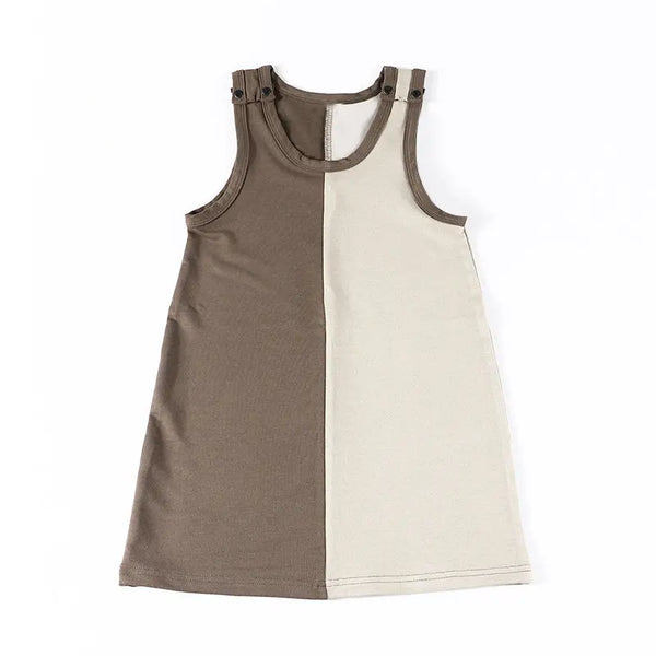 Girl-Khaki and Earthy Colorblocked Set Ali Affordable