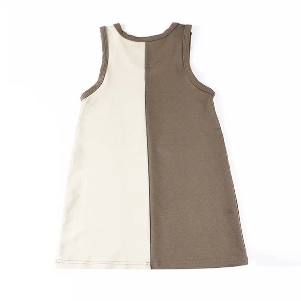 Girl-Khaki and Earthy Colorblocked Set Ali Affordable