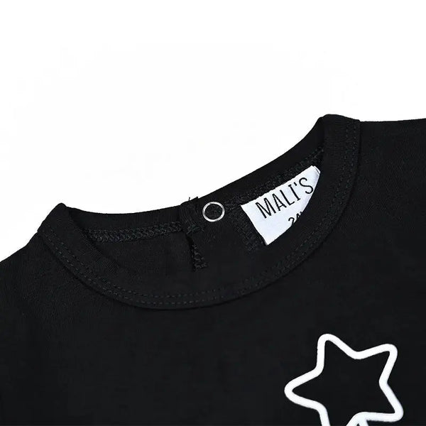 Baby - Black Base with Red Cuffs Cartoon Print Sleepwear Set Ali Mali