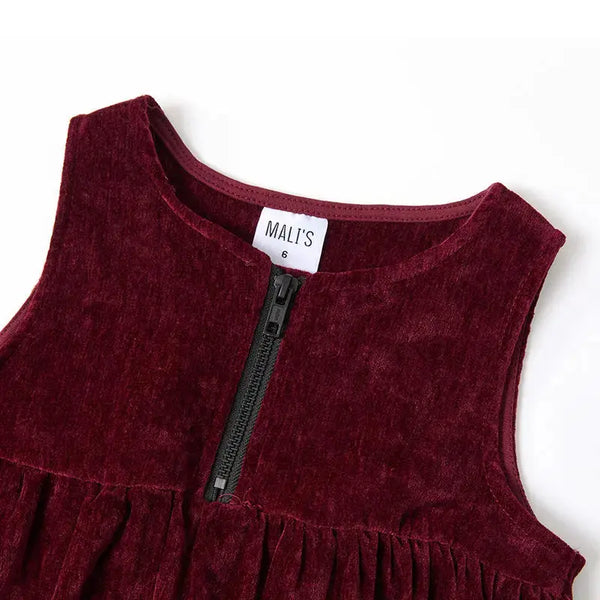 Girl - Burgundy Red Chenille Set Ali Mali