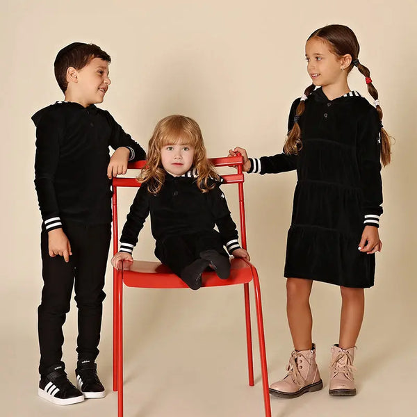 Baby - Hooded Black Velour Set Ali Affordable