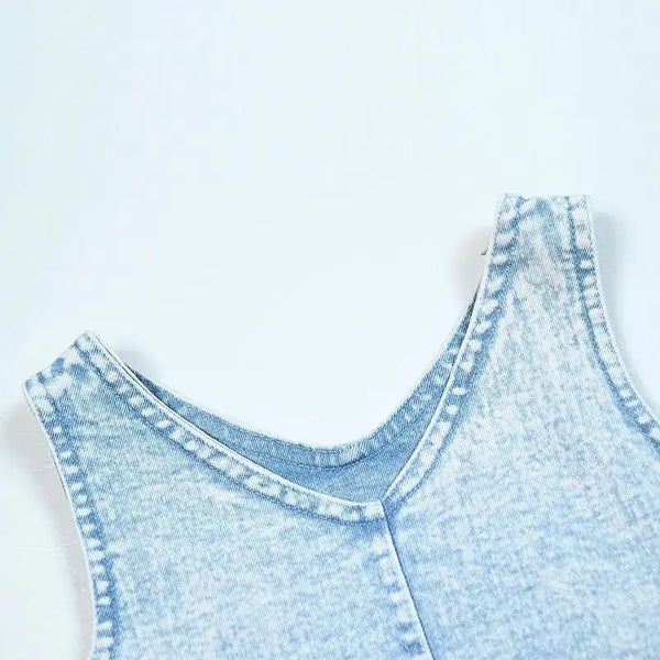 - Pink and White Contrast color Denim Set Ali Mali