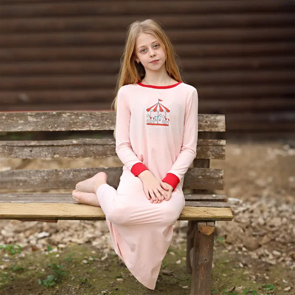 Girl - Kids Circus Carousel Knit Long Sleeve Pajama Set Barcali