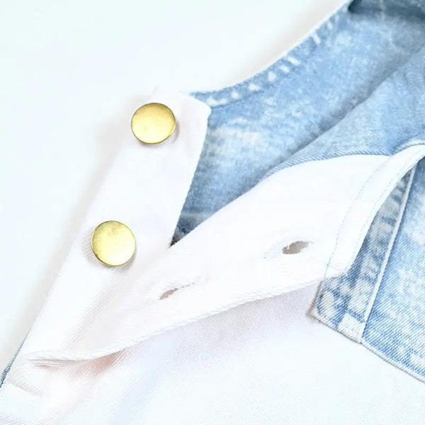 - Pink and White Contrast color Denim Set Ali Mali