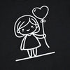Girl - Black Base with Red Cuffs Cartoon Print Sleepwear Set Ali Mali