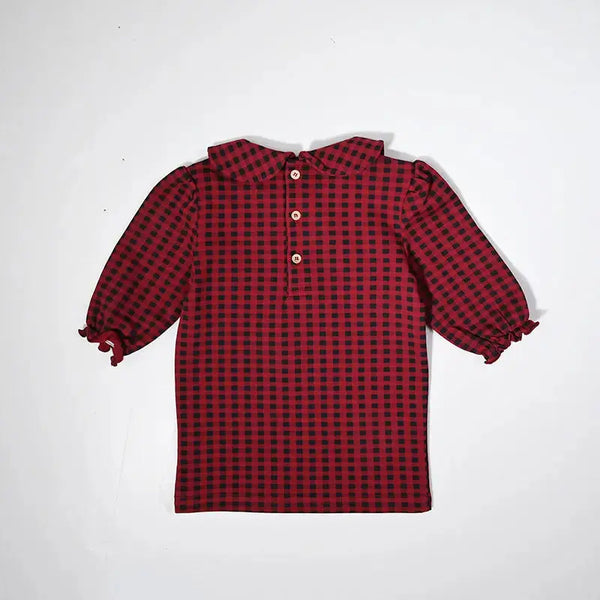 Girl - Red Plaid & Black Denim Set Ali Plus
