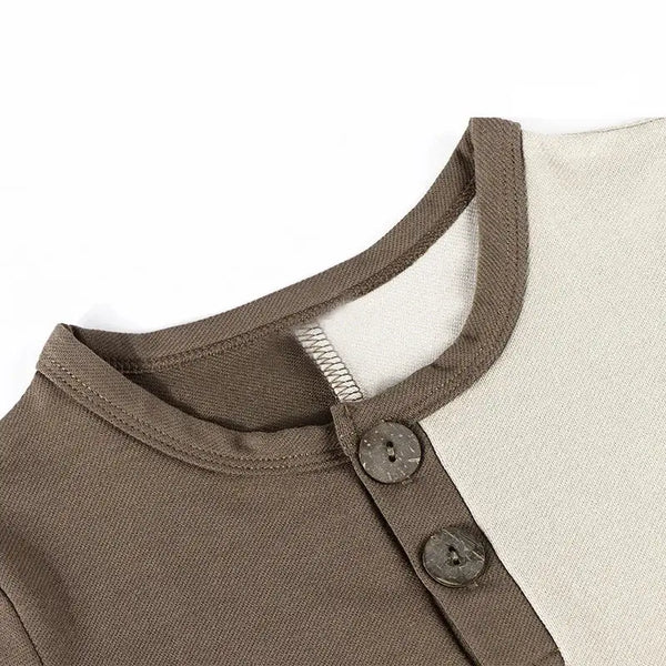 Boy-Khaki and Earthy Colorblocked Set(Short-sleeve/Long-sleeve) Ali Affordable