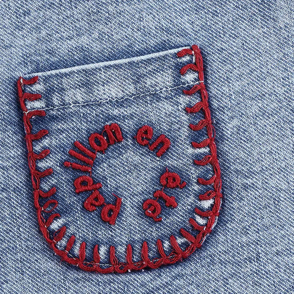 Girl - Indigo Embroidered Denim Set Ali Plus