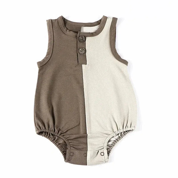 Baby-Khaki and earthy Colorblocked Set(Romper/Bubble Romper) Fanta Garment Corporation