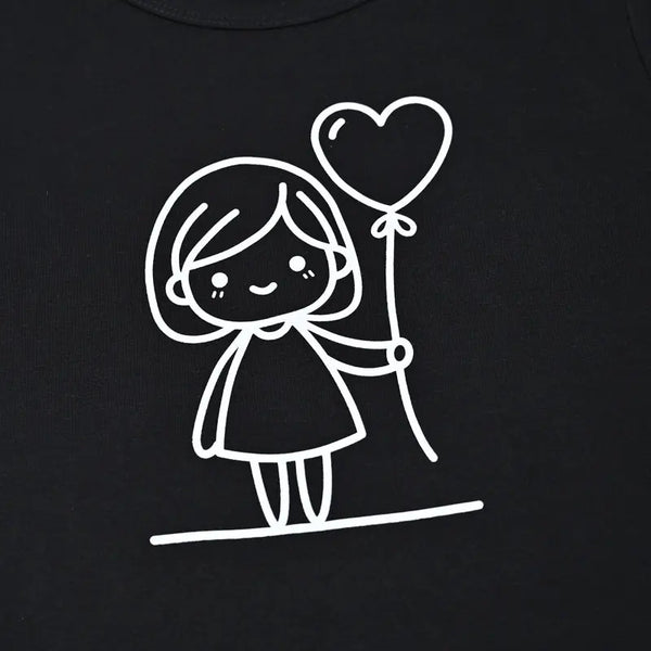 Baby - Black Base with Red Cuffs Cartoon Print Sleepwear Set Ali Mali