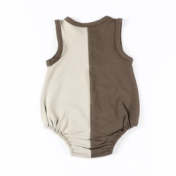Baby-Khaki and earthy Colorblocked Set(Romper/Bubble Romper) Fanta Garment Corporation