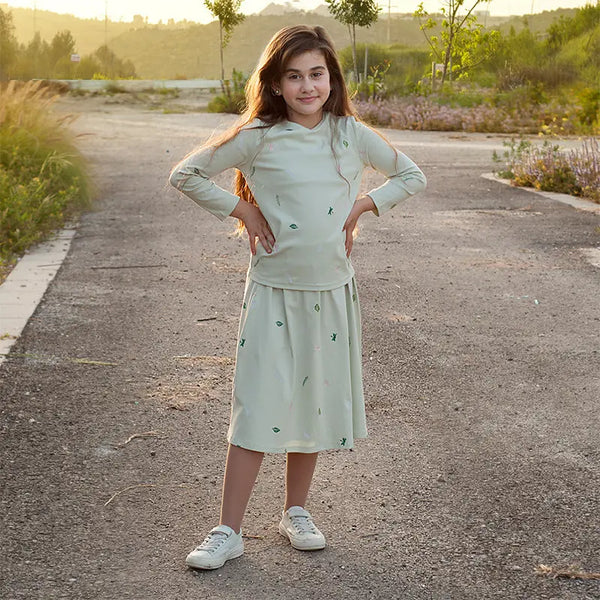 Girl - Mint Green Leaves set(Skirt set & Dress) I Love Ali