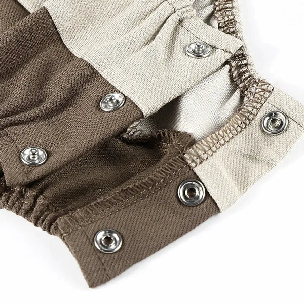 Baby-Khaki and earthy Colorblocked Set(Romper/Bubble Romper) Fanta Garment Corporation