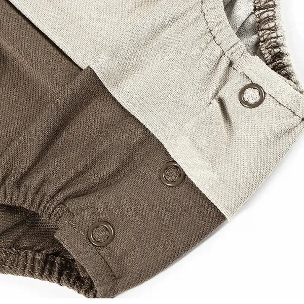 Baby-Khaki and earthy Colorblocked Set(Romper/Bubble Romper) Fanta Garment Corporation