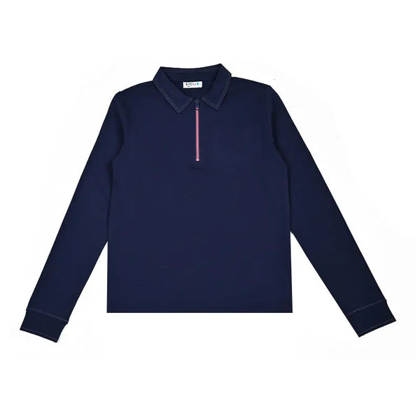 Lady - Contrast Stitch Zip Collar Youth Dress Set I Love Ali