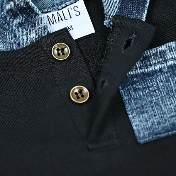 Baby - Colorblock Strip Denim Set Ali Mali