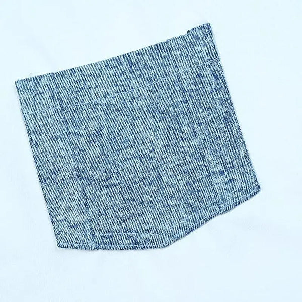 - Pink and White Contrast color Denim Set Ali Mali