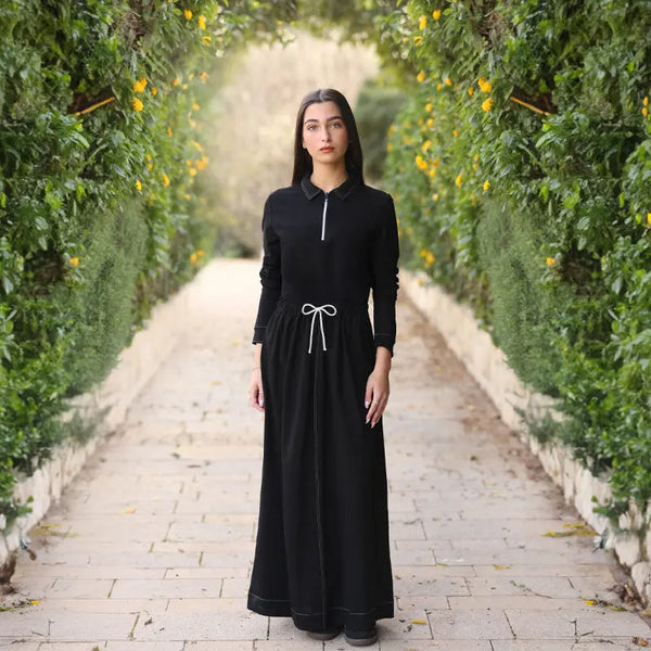 Lady - Contrast Stitch Zip Collar Youth Dress Set