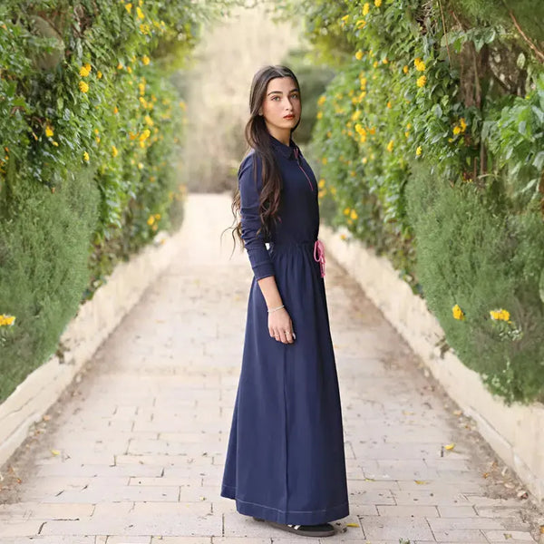 Lady - Contrast Stitch Zip Collar Youth Dress Set Barcali