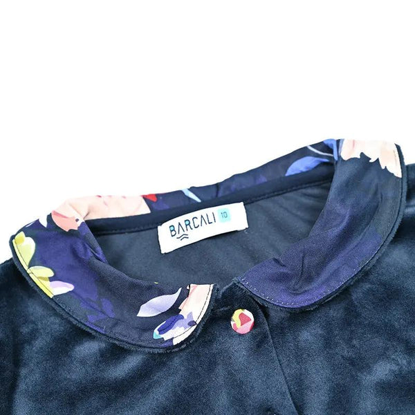 Navy Floral Collar Shabbos Set Bloom Kids Family-fashion