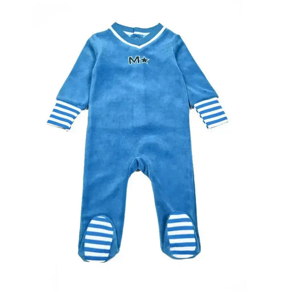 Baby - Mail Logo Blue and Pink Velvet Strip Set Ali Mali