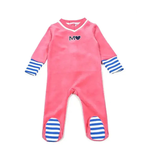 Baby - Mail Logo Blue and Pink Velvet Strip Set Ali Mali