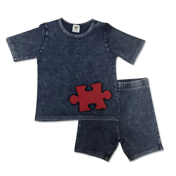 Baby - Puzzle Outfit (Black / Blue) Ali Affordable