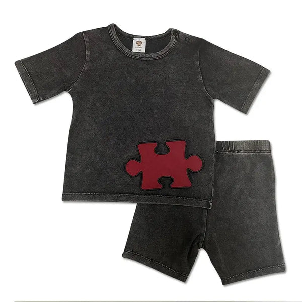 Baby - Puzzle Outfit (Black / Blue) Ali Affordable