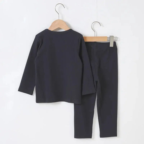 בגדי ילדים סט 2 יחידות מצולעים בגדי תינוקות בגדי בנות בגדי צווארון עגול מכנסיים ארוכים טלאי לבבות כוכב חליפה לתינוק