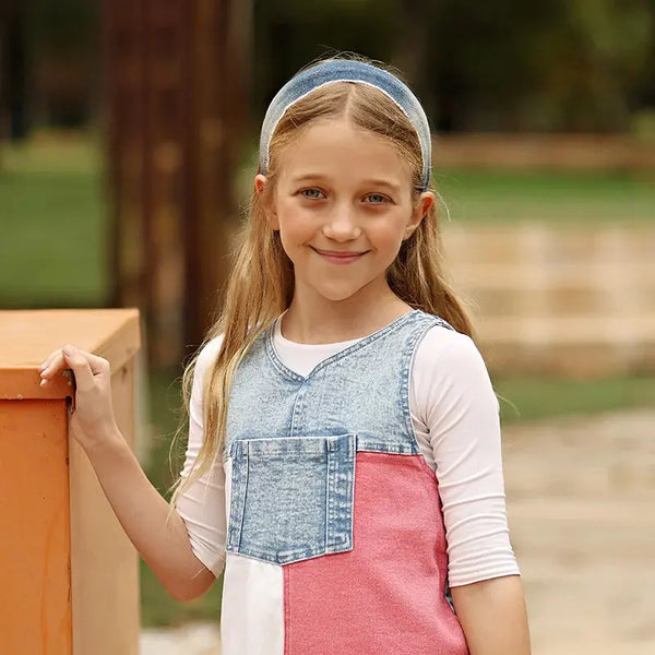 - Pink and White Contrast color Denim Set Ali Mali