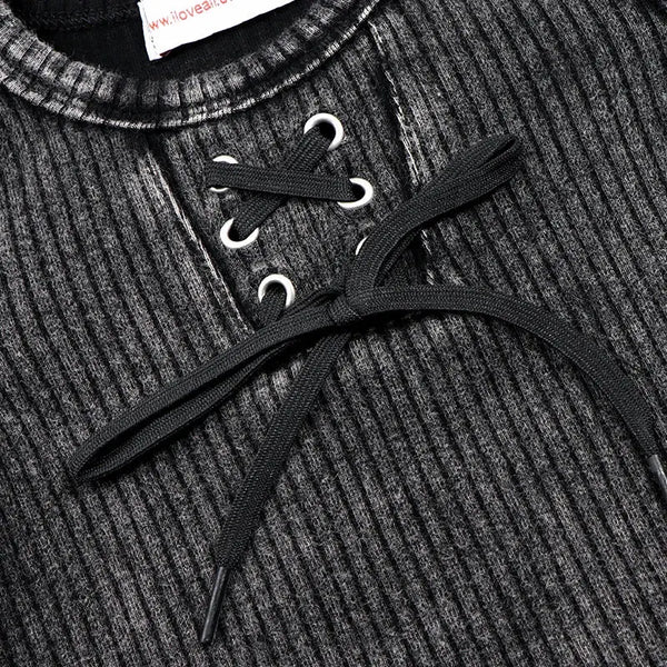 Girl - Ribbed Black Wash Set I Love Ali