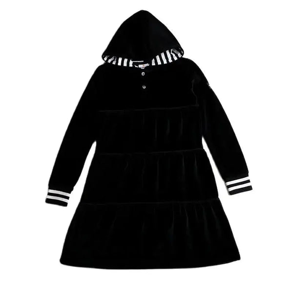 Girl - Hooded Black Velour Set Ali Affordable