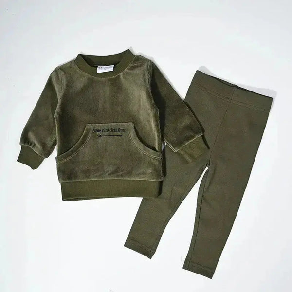 תינוק - סט קורדרוי קלאסי עם שרוולים ארוכים