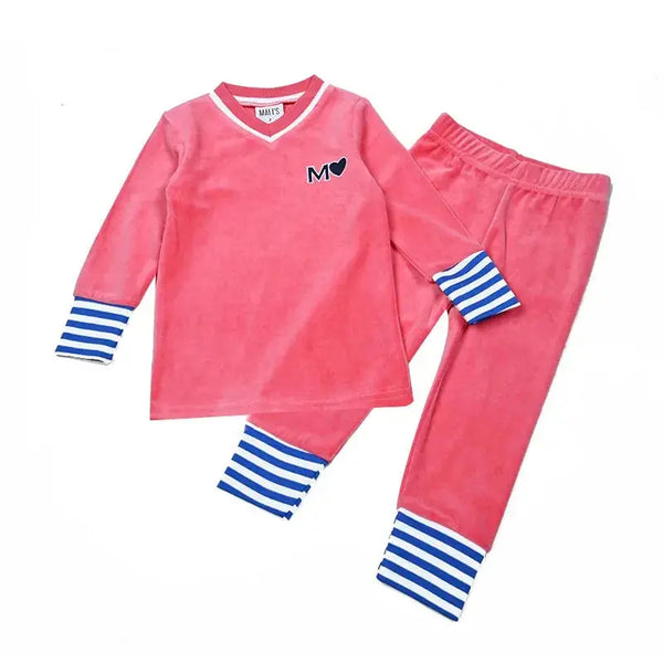 Girl - Mail Logo Blue and Pink Velvet Strip Set Ali Mali