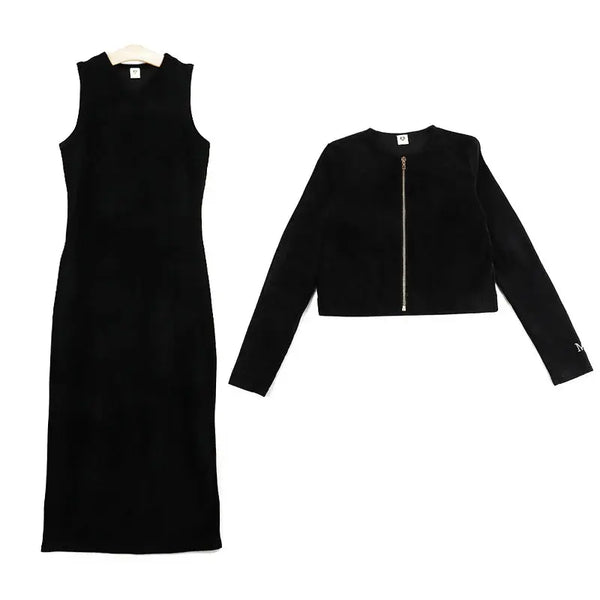 Lady - Black Plaid Corduroy Set Ali Mali