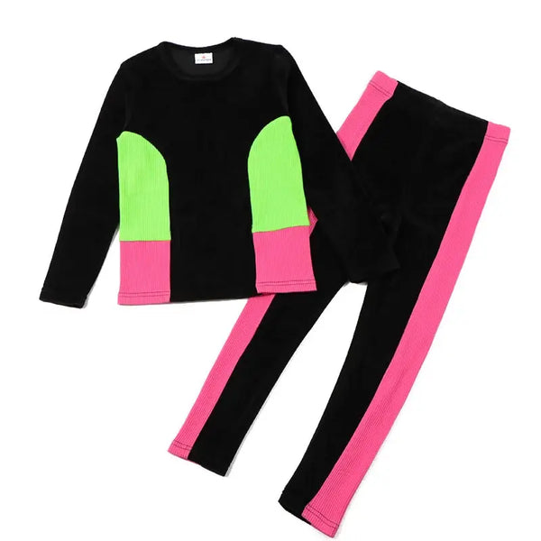 Girl - Velour and Neon Set(Nightgown & Pajama) Ali Affordable