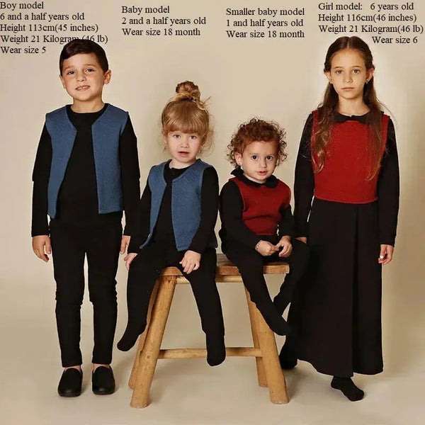 Young boy wearing a quilted Shabbos lounge set, cozy matching brother style for relaxed Shabbat at home.
