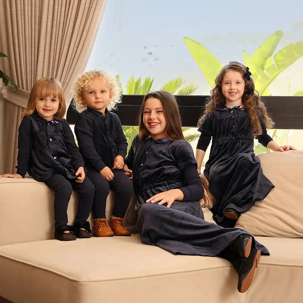 Navy Floral Collar Shabbos Set Bloom Kids Family-fashion