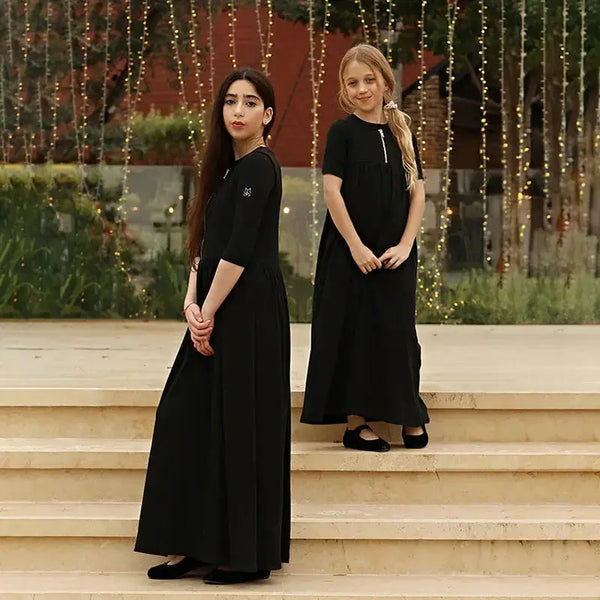 Girl - Black Ribbed Dress Set Ali Mali