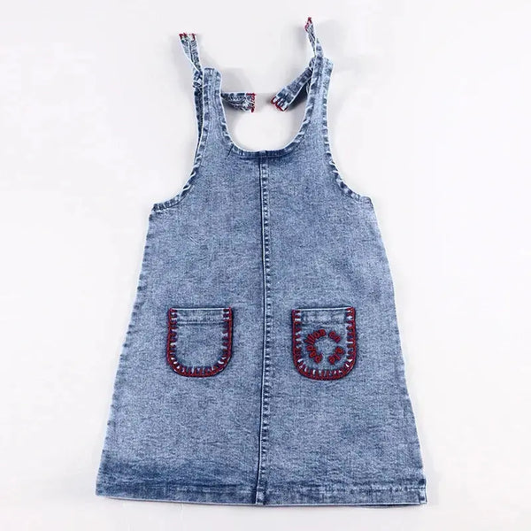 Girl - Indigo Embroidered Denim Set Ali Plus