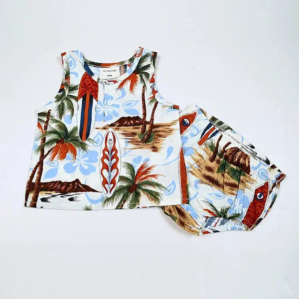Boat Print and Red Denim Set Ali Plus