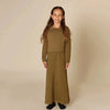 Little lady wearing a quilted Shabbos lounge set, cozy matching sister outfit for relaxed Shabbat at home.