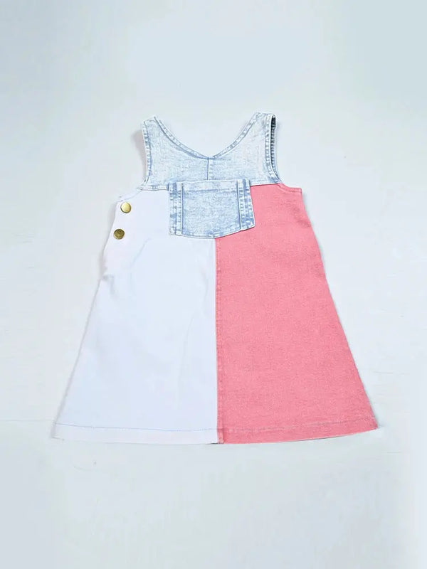 - Pink and White Contrast color Denim Set Ali Mali